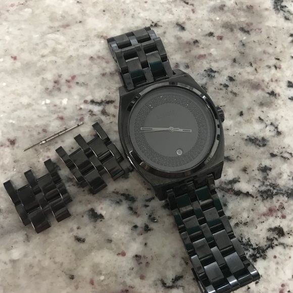 Nixon Women’s ‘Monopoly’ All Black/Crystal watch main image 5